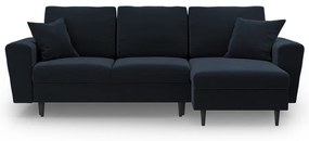 Colțar albastru închis extensibil, cu spațiu de depozitare cu tapițerie din catifea Kyoto – Cosmopolitan Design