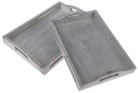 Set de tăvi din lemn Madera, 2 bucăți, gri