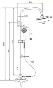 Coloana de dus cu baterie monocomanda Deante Joko Round