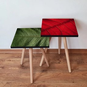 Set 2 Masute Auxiliare 2SHP420, MDF, Verde / Rosu