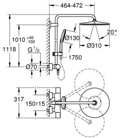 Grohe Rainshower set de dus perete cu termostat da alb 26647LS0