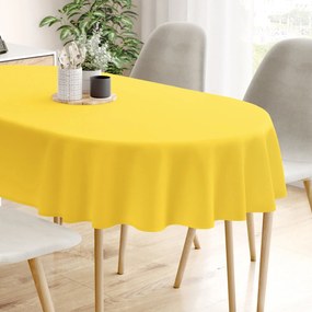 Goldea față de masă 100% bumbac galben - ovală 140 x 220 cm