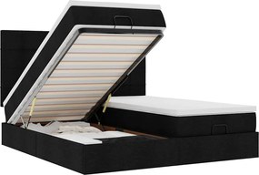 vidaXL Cadru de pat otoman cu saltele, material negru 180x200cm