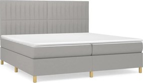 vidaXL Pat box spring cu saltea, gri deschis, 200x200 cm, textil