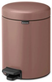 Cos de gunoi cu pedala Brabantia NewIcon 1008841, 5 L, Inchidere lina, Baza antiderapanta, Finisaj satinat, Maro