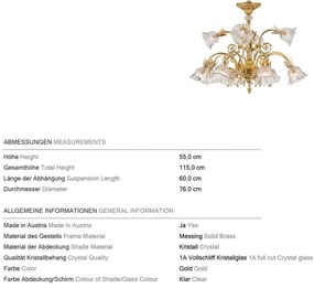 Candelabru cristal design lux LA BOHEME D-76cm 12L gold plated