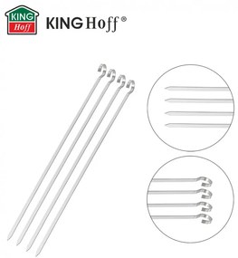 Set 4 frigarui din otel Kinghoff KH 1914, 36 cm, Varf ascutit, Maner curbat, Inox