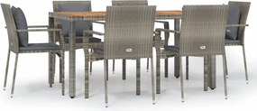 vidaXL Set mobilier de grădină cu perne, 7 piese, gri, poliratan
