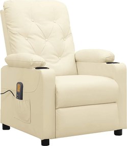 vidaXL Fotoliu de masaj, crem, piele ecologică