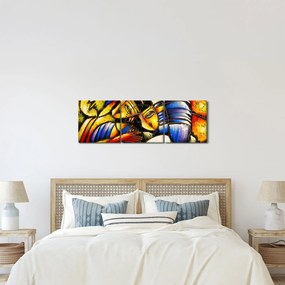 Tablou - Pictură în ulei, îndrăgostiții (cu ceas) (90x30 cm)