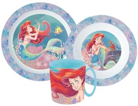 Prințesele Disney Set de cină Ariel, set microplastic cu cană de 350 ml
