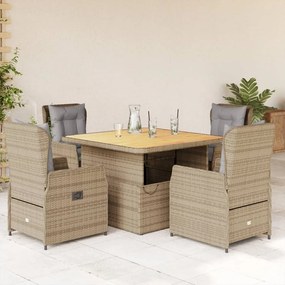 vidaXL Set mobilier de grădină cu perne, 5 piese, bej, poliratan