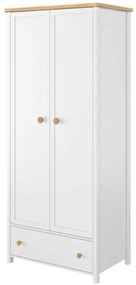 Dulap Cu 2 Usi Si 1 Sertar, Alb Si Natur, 85 Cm