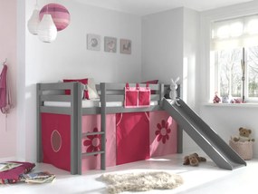 Pat supraetajat PINO, cu tobogan și scară , 209 x 217 x 115 cm, Gri , VIPACK – Soluție completă pentru joacă și studiu aceasta este titlul pe care
