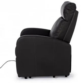 Fotoliu recliner electric negru din piele ecologica si lemn, Alzapersona Bizzotto