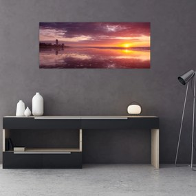 Tablou -  Plajă la apus de soare (120x50 cm)