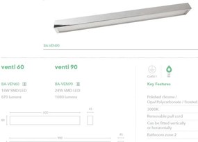 Aplica LED baie IP44 design liniar Venti 90