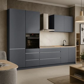 Mobilier de bucătărie, 3,3 m, antracit mat/antracit, ASTI 330
