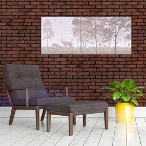 Tablou - Pădure,monocrom (120x50 cm)