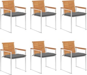 vidaXL Scaune de grădină cu perne, 6 buc., lemn masiv de acacia