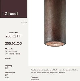Plafoniera minimalista aspect antique brass diametru 8cm, H-16cm I Girasoli 208.02