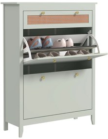 HOMCOM Sertar pentru 12 perechi de pantofi, cu 1 sertar extensibil, 2 sertare pliante, comodă pentru pantofi, 88 x 30 x 120 cm, Verde | Aosom Romania