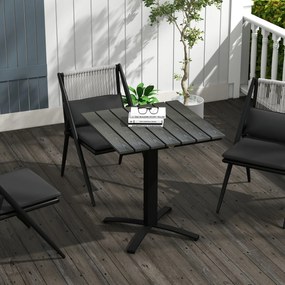 Outsunny Masa pentru terasă, pentru 4 persoane, cu aspect de lemn, cadru din aluminiu, 70 x 70 x 76 cm, Gri | Aosom Romania