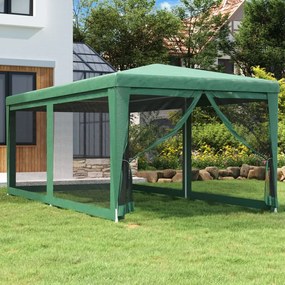 vidaXL Cort de petrecere cu 6 pereți din plasă, verde, 3x6 m, HDPE