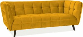 Canapea CASTELLO 3, galben/wenge, stofa catifelata/lemn/PAL, 200x85x7