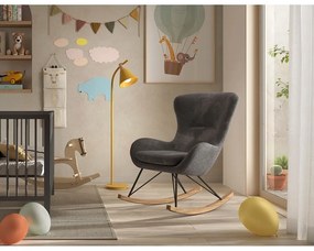 Fotoliu de copii gri balansoar cu tapițerie din stofă bouclé ROCKY – Vipack