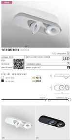 Spot LED modern directionabil aplicat tavan/plafon TORONTO 2 negru