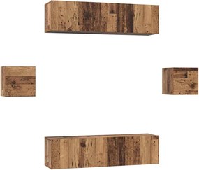 vidaXL Set comodă TV Pe perete 6 pcs Lemn Vechi Lemn compozit