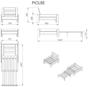 Fotoliu - Canapea extensibilă PINO, culoare gri – Vipack