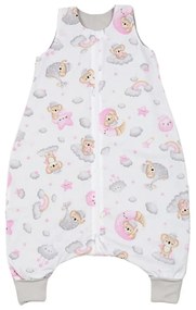 Sac de dormit cu picioare pentru copii 18-36 luni Kidizi Koala Dreams Pink 1 tog, mansete transformabile in soseta