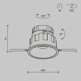 Spot LED incastrabil design tehnic Wise negru