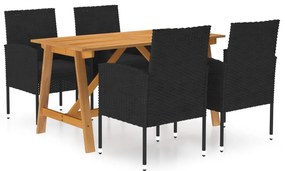 vidaXL Set mobilier de grădină, 5 piese, negru