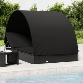 vidaXL Șezlong 2 pers. acoperiș rotund negru 211x112x140 cm poliratan