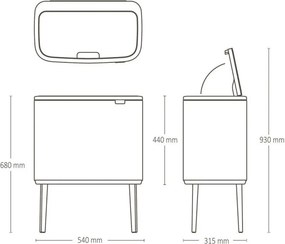 Cos de gunoi Brabantia Bo Touch 1010451, 36 L, Deschidere lina si silentioasa, Deschidere larga, Gri deschis