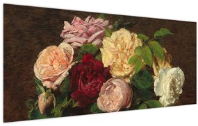 Tablou - Henri Fantin-Latour, Roses de Nice on a Table, reproducere (120x50 cm)