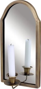 Aplică de perete vintage cu oglindă și suporturi pentru lumânări, alamă antichizată, „Wall Sconce Mirror"
