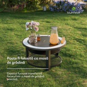 Blumfeldt Merano Circolo 3 în 1, șemineu cu funcție grill, poate fi folosit ca masă