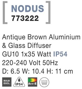 Aplica perete ambientala de exterior IP54 NODUS maro antic NVL-773222