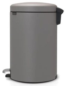 Cos de gunoi cu pedala Brabantia NewIcon 1001091, 20 L, Inchidere lina, Baza antiderapanta, Acoperit cu minerale, Gri