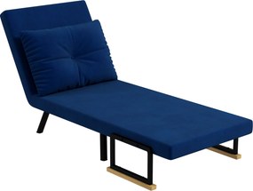 HOMCOM Canapea Extensibilă cu Spătar Reglabil pe 5 Nivele, Canapea Pat Individuală Pliabilă cu Perne, 63x73x81 cm, Albastru | Aosom Romania