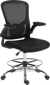 HOMCOM Scaun de desen cu suport lombar, reglabil pe înălțime, pivotant, pentru home office, studio, proiecte artistice, Negru | Aosom Romania