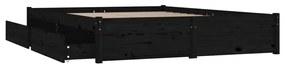 Cadru de pat Small Double 4FT, negru, 120x190 cm Negru, 120 x 190 cm