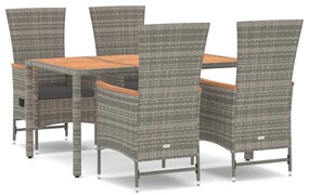 3157549 vidaXL Set mobilier de grădină cu perne, 5 piese, gri, poliratan