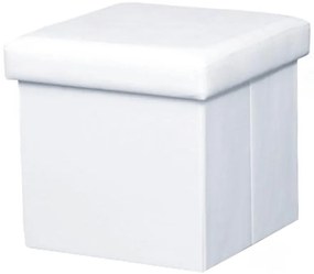 Taburet pliabil, piele eco alba, TELA NEW