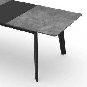 Masă de dining neagră extensibilă cu blat cu aspect de lemn de beton 100x180 cm Shadow – TemaHome