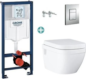 Set rezervor Grohe Rapid SL cu clapeta Skate Cosmopolitan si vas wc Grohe Euro Ceramic Rimless prindere la vedere capac soft close